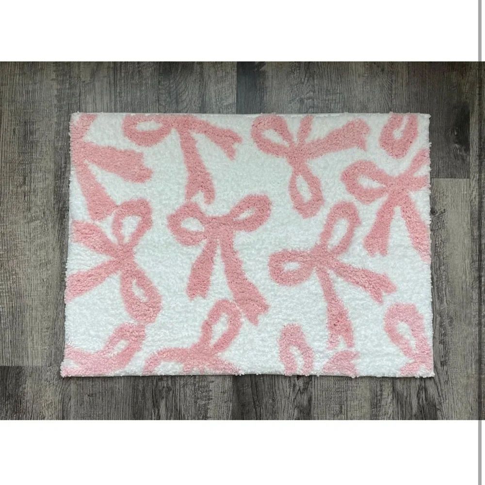 Pink coquette bow rug new